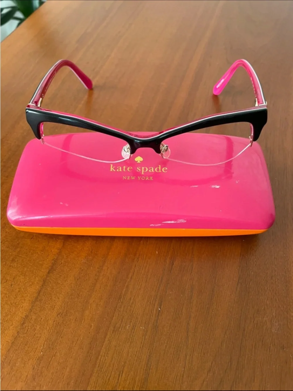kate spade Black and Pink Rimless Cat Eye Glasses
